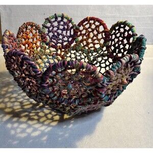 Jute Flower Basket Large Colorful Boho Rustic Spring Decor 15 Inch